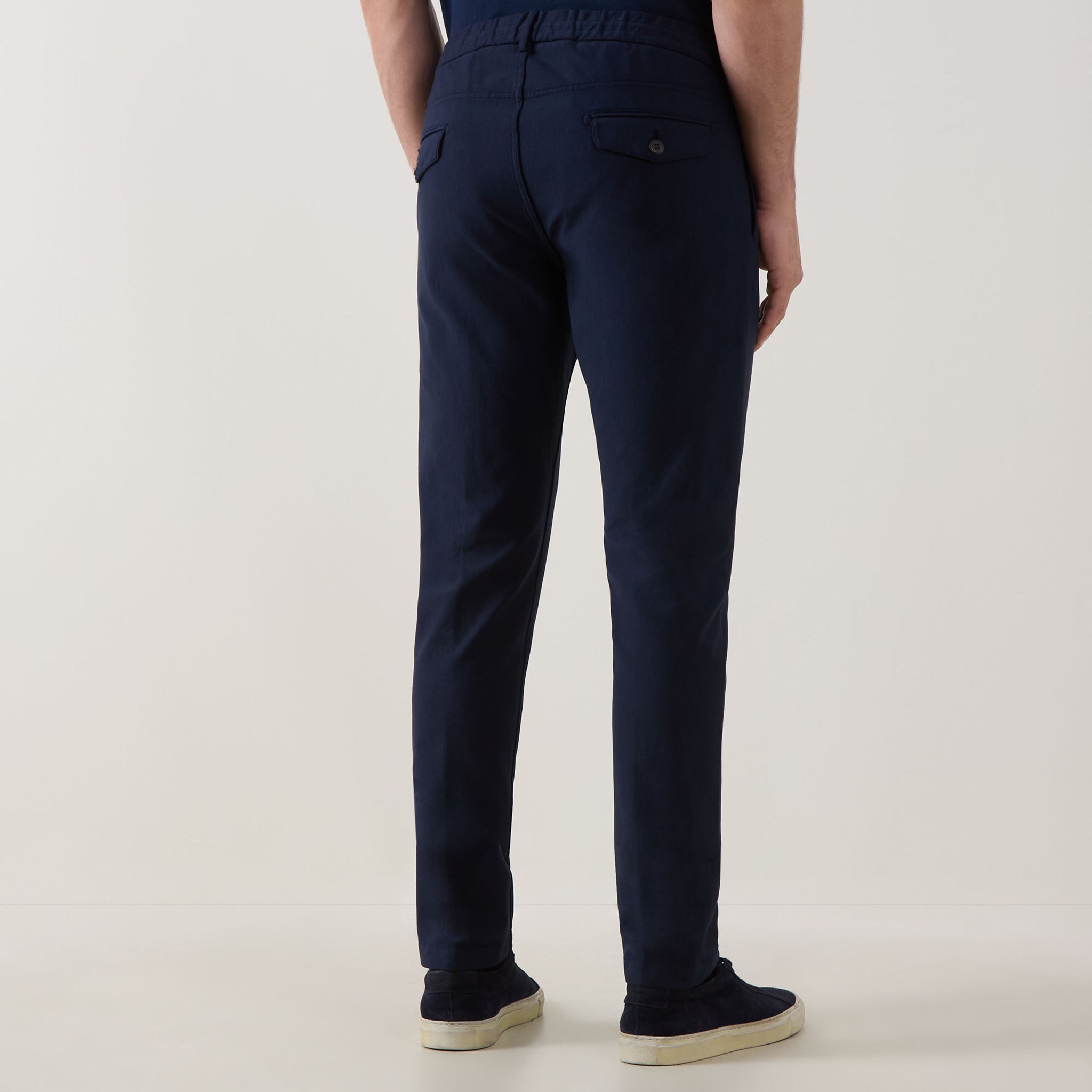 Royal Blue Cotton-Jersey Milano Jogger-Style Chino Pants - ELEVENTY PLATINUM