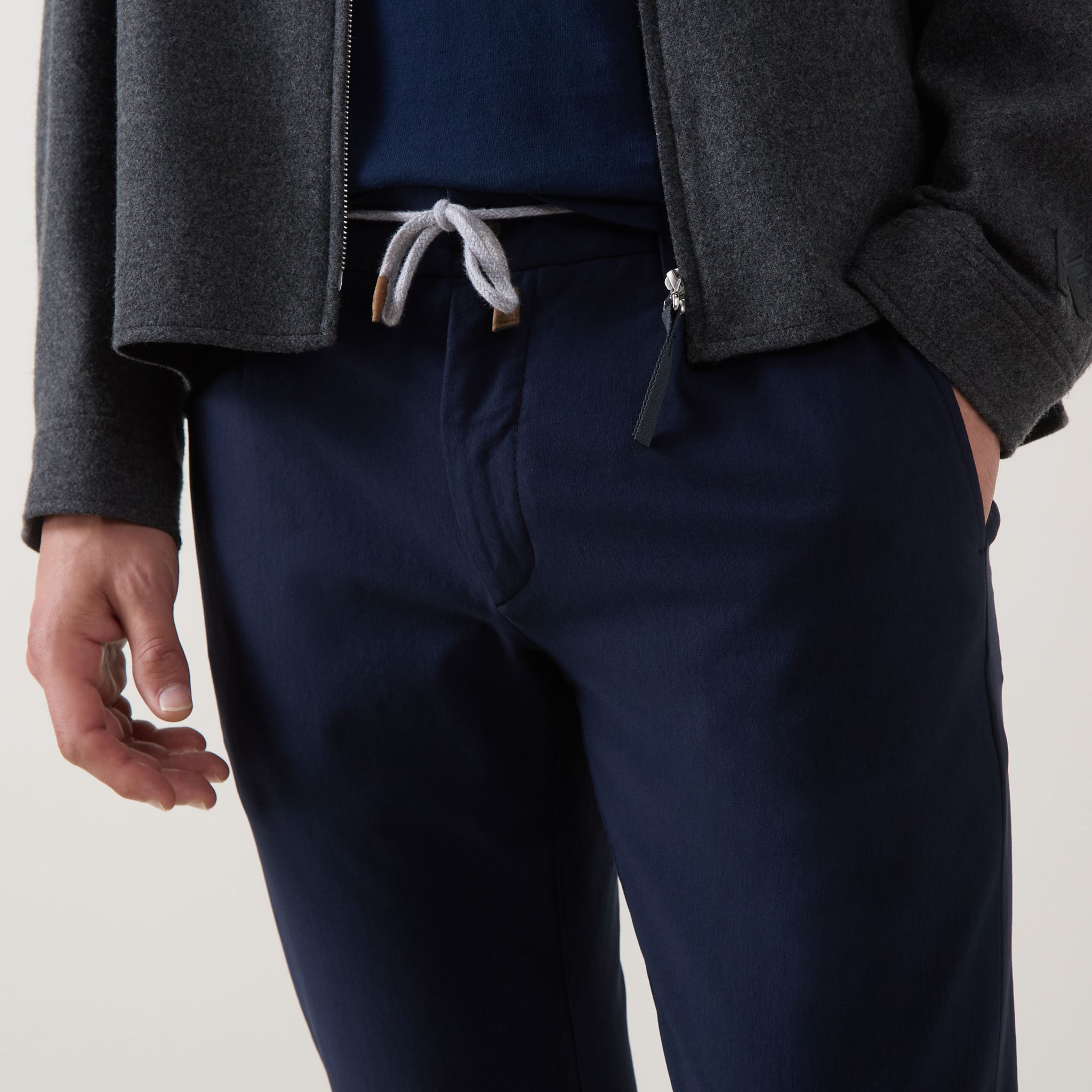 Royal Blue Cotton-Jersey Milano Jogger-Style Chino Pants - ELEVENTY PLATINUM