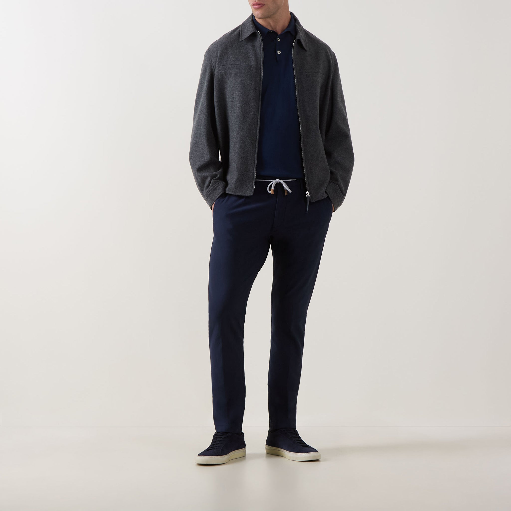 Royal Blue Cotton-Jersey Milano Jogger-Style Chino Pants - ELEVENTY PLATINUM