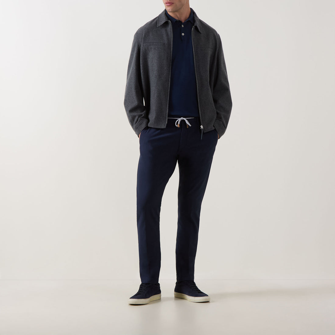 Royal Blue Cotton-Jersey Milano Jogger-Style Chino Pants - ELEVENTY PLATINUM
