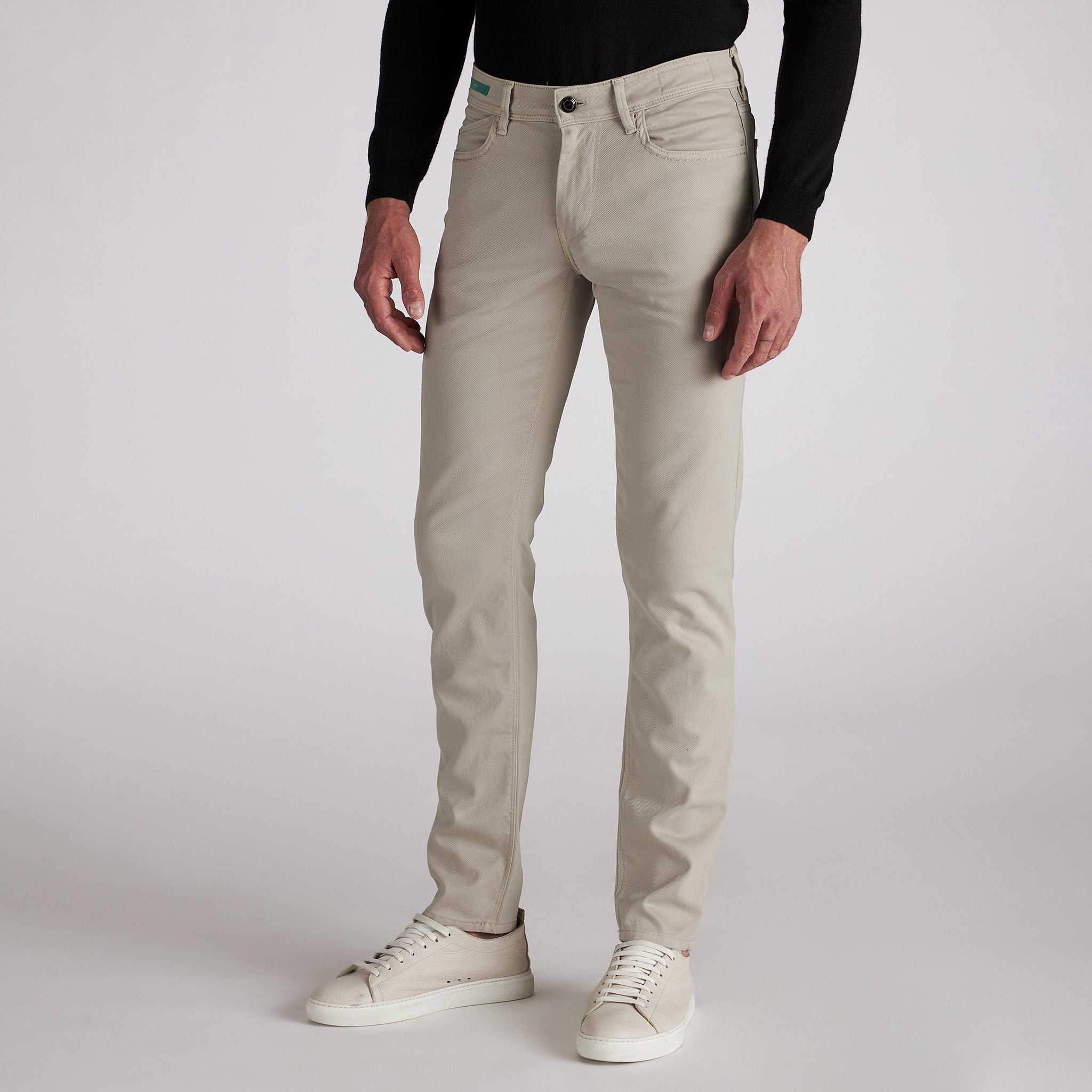 Beige Cotton-Lyocell Twill 5-Pocket Pants - Re-Hash