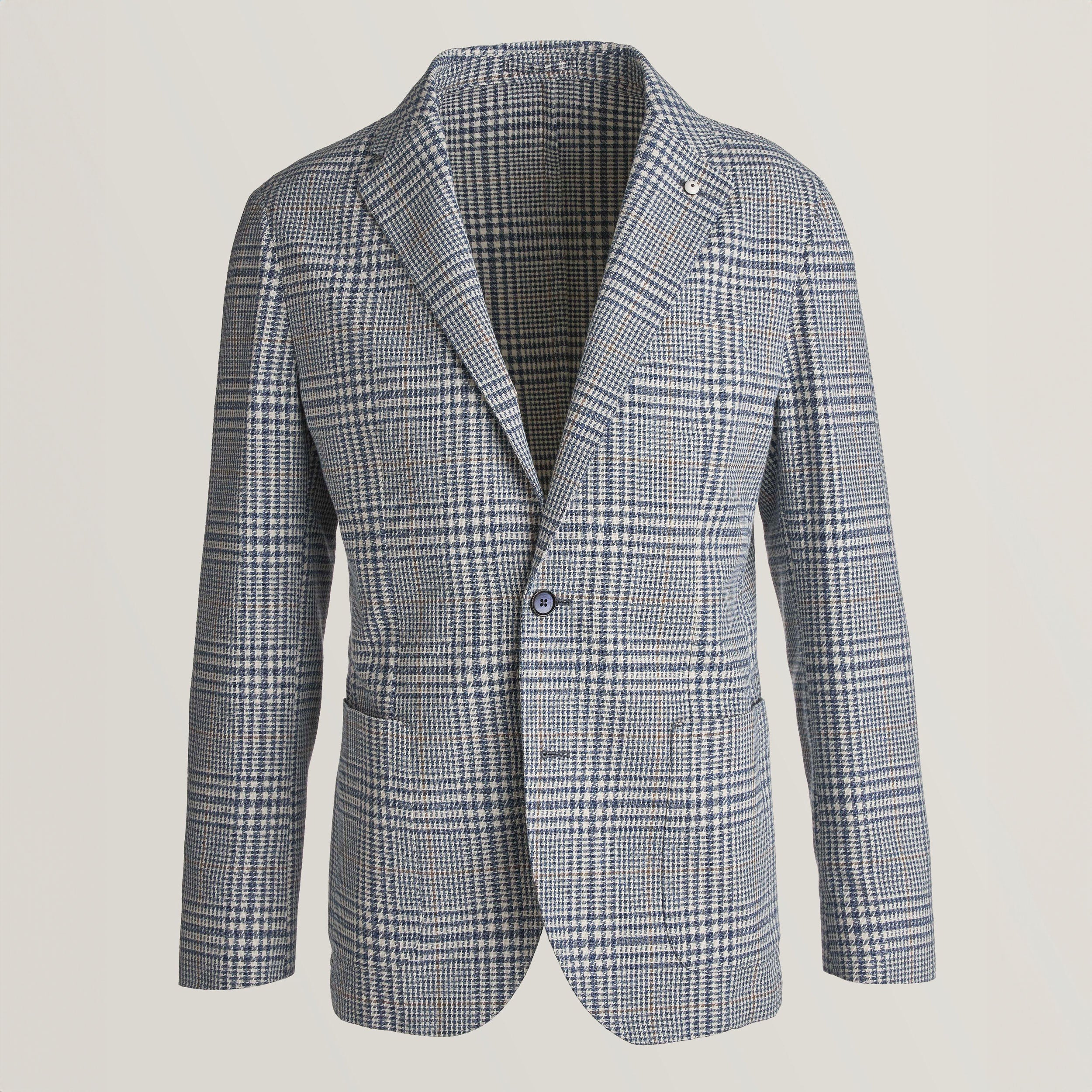 Blue Prince of Wales Cotton Contemporary Fit Sport Jacket - L.B.M 1911