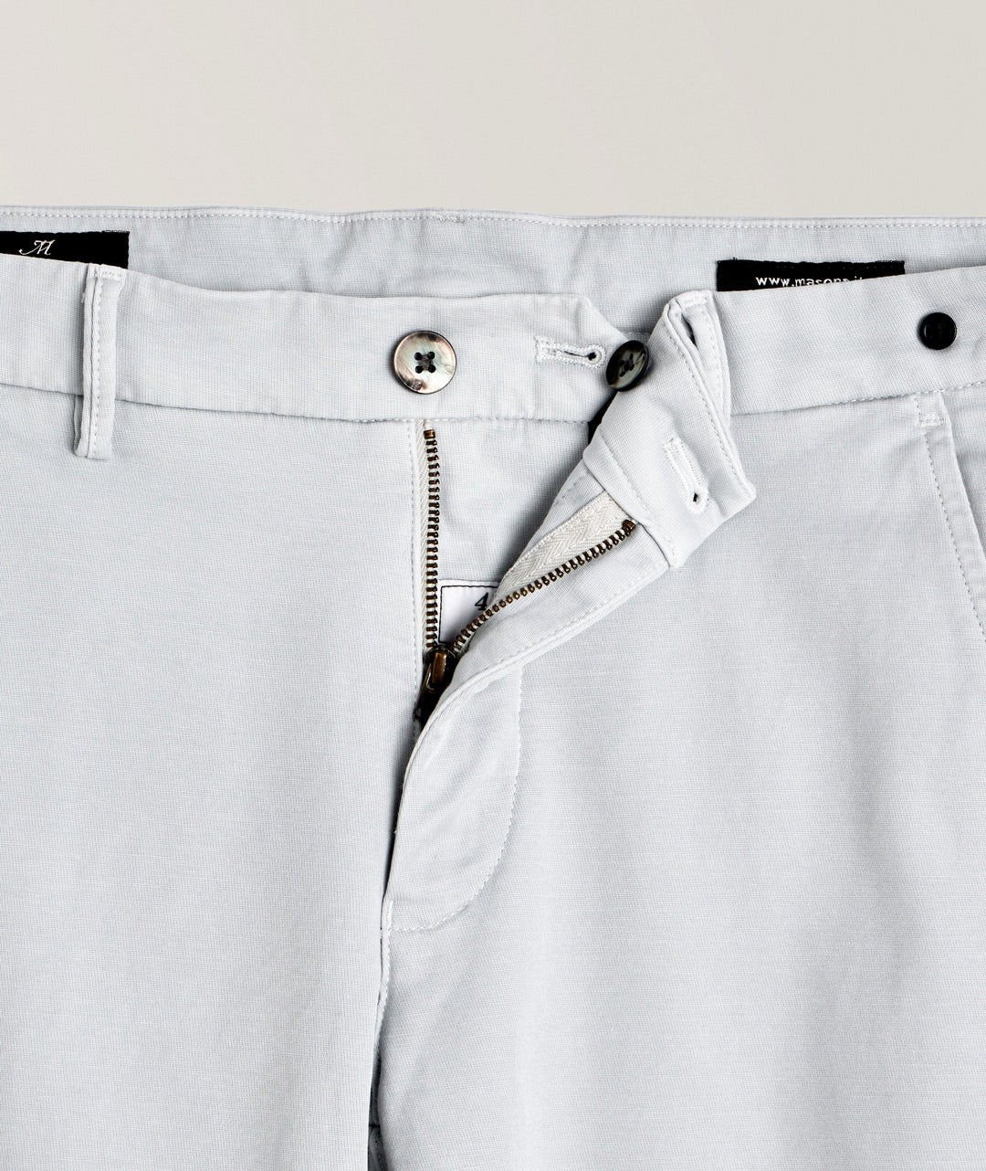 Light Gray Chino Gaberdine Stretch Slim Fit Pants - Mason's