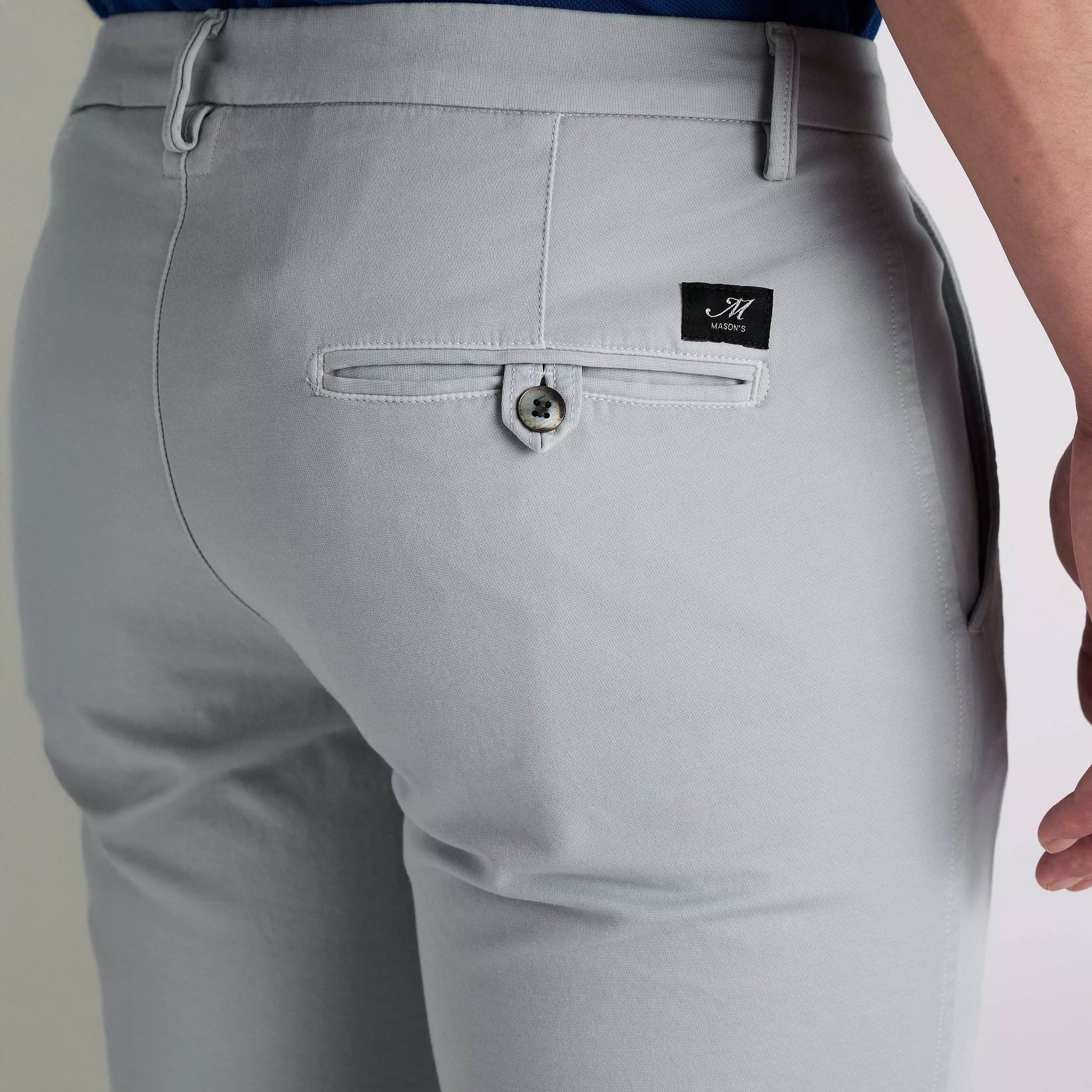 Light Gray Chino Gaberdine Stretch Slim Fit Pants - Mason's