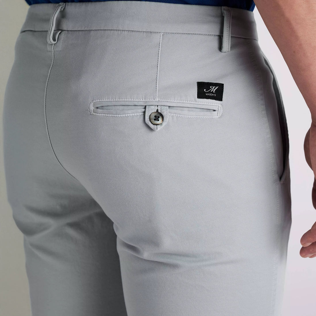 Light Gray Chino Gaberdine Stretch Slim Fit Pants - Mason's