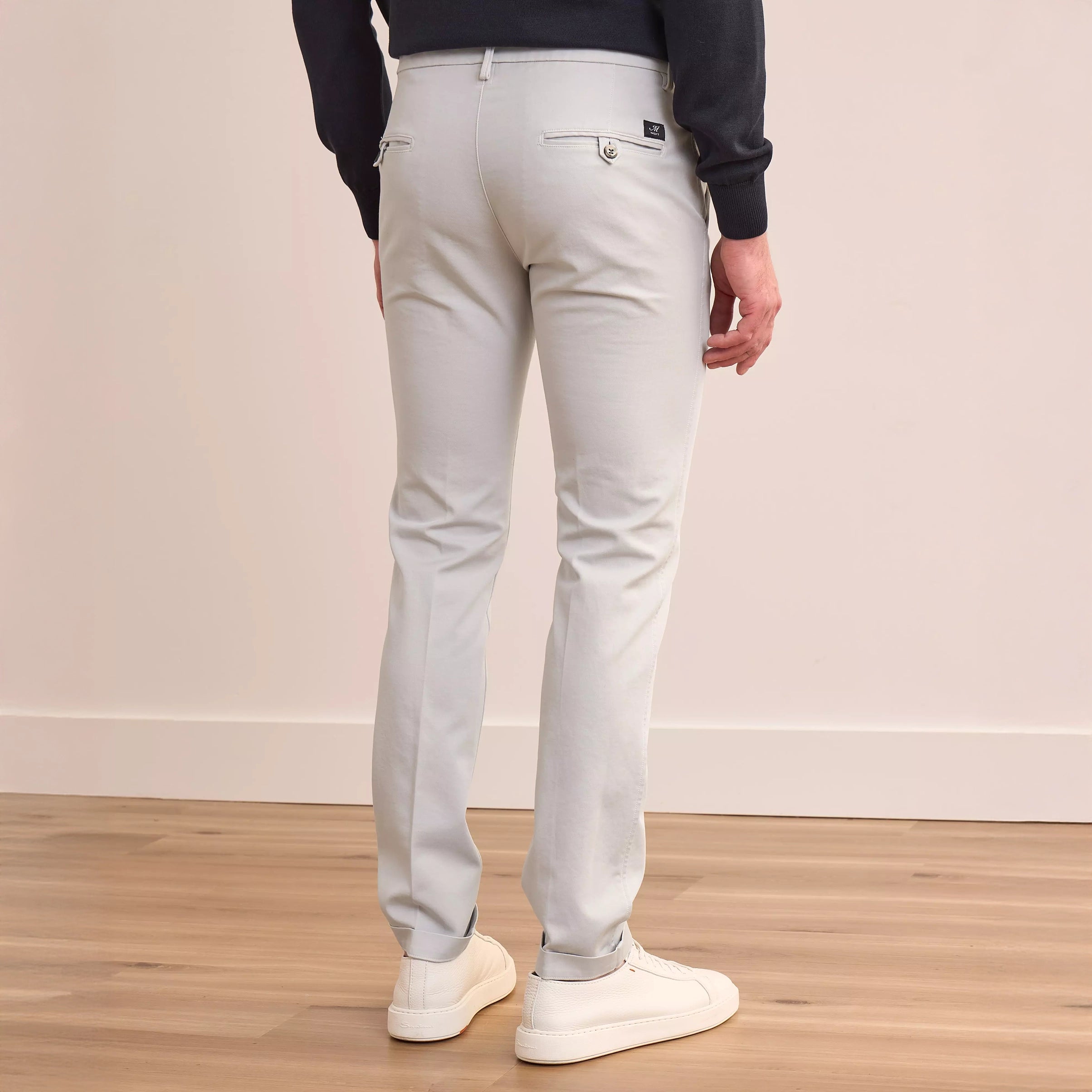 Light Gray Chino Gaberdine Stretch Slim Fit Pants - Mason's