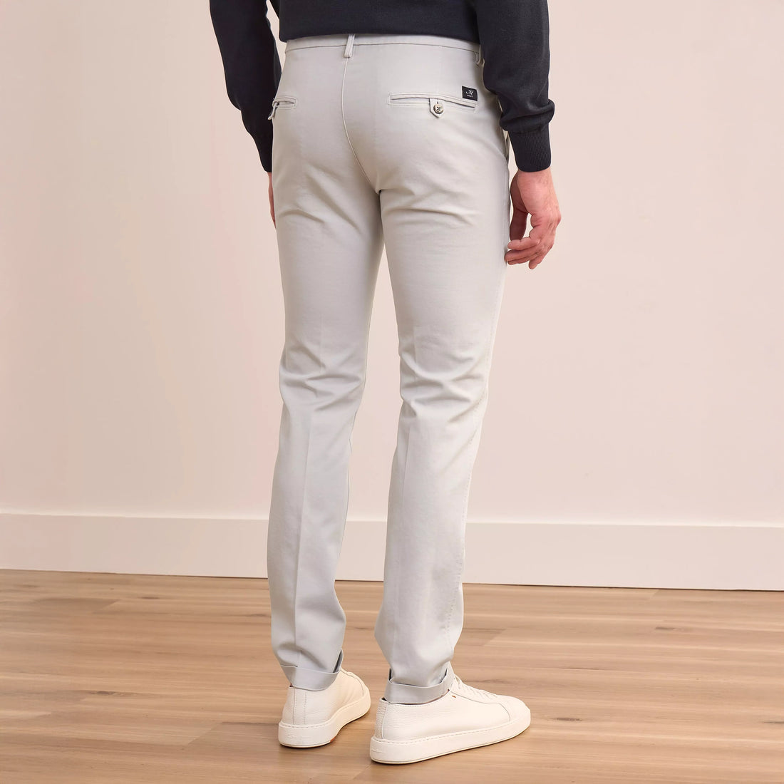 Light Gray Chino Gaberdine Stretch Slim Fit Pants - Mason's