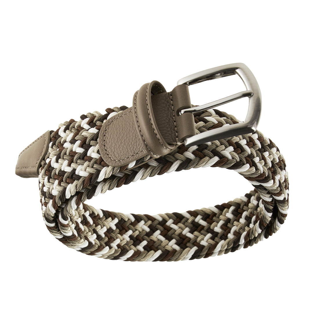 Brown & Beige Multicolour Woven Elastic Belt - Anderson's