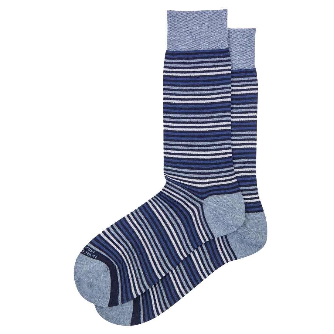 Navy Simple Stripe Pima Cotton Mid-Calf Socks - Marcoliani - Boutique Jacques International
