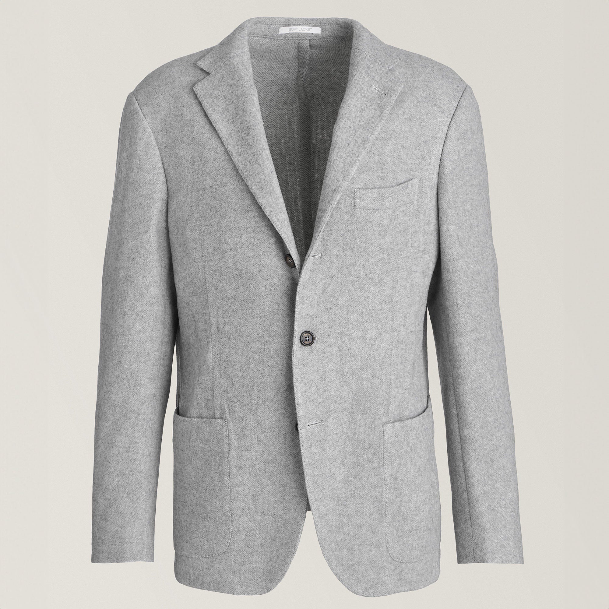 Gray Mélange Herringbone Wool-Cashmere Contemporary Sport Jacket