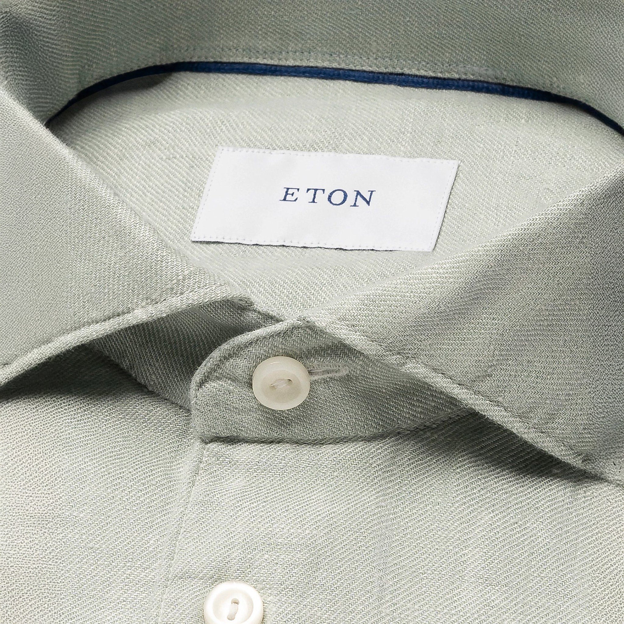 Mint Green Solid Linen Twill Slim Fit Casual Shirt - ETON
