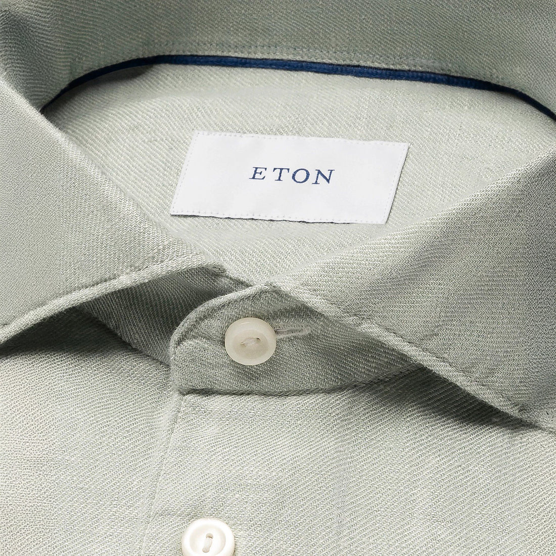 Mint Green Solid Linen Twill Slim Fit Casual Shirt - ETON