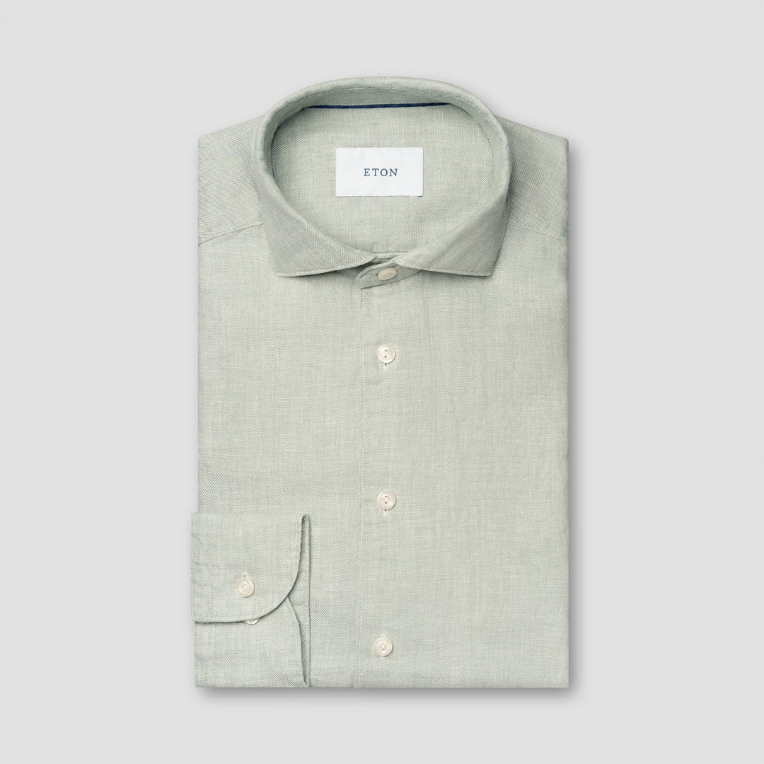 Mint Green Solid Linen Twill Slim Fit Casual Shirt - ETON Boutique Jacques International Mint Green Solid Linen Twill Slim Fit Casual Shirt - ETON Boutique Jacques International