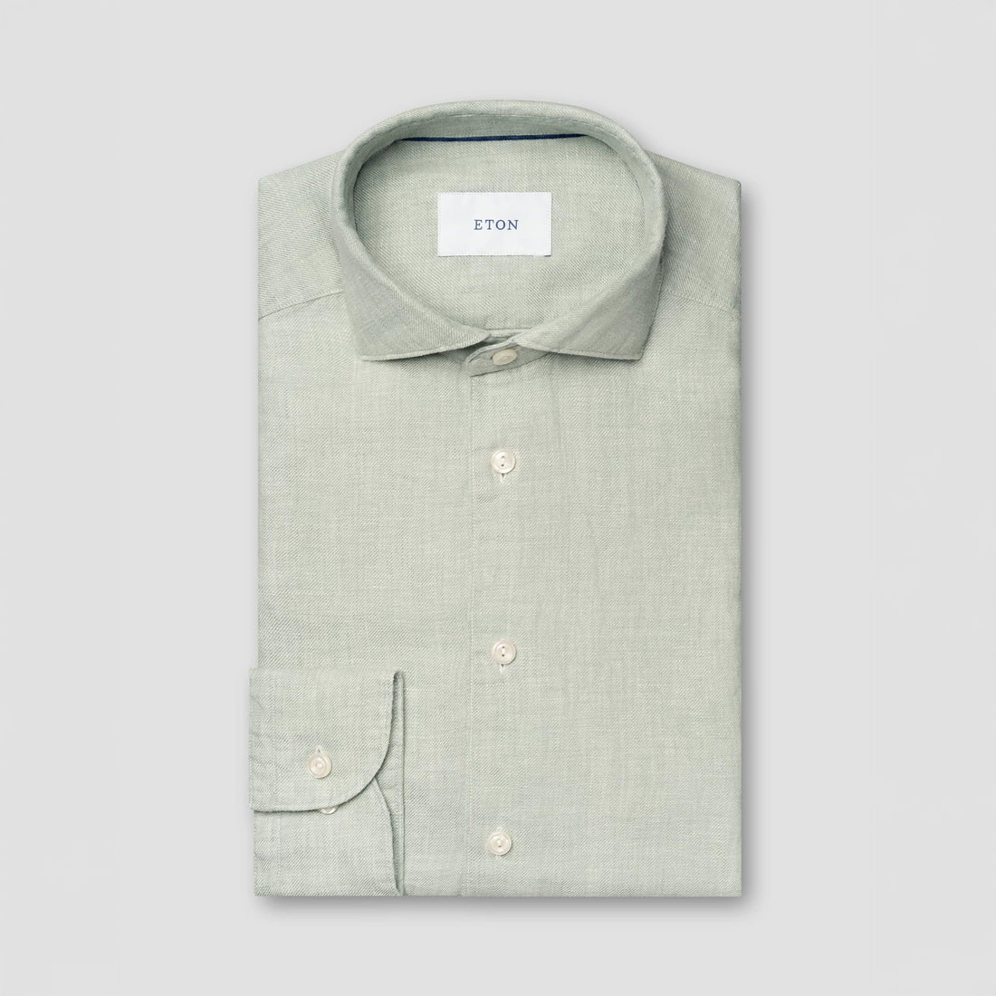 Mint Green Solid Linen Twill Slim Fit Casual Shirt - ETON