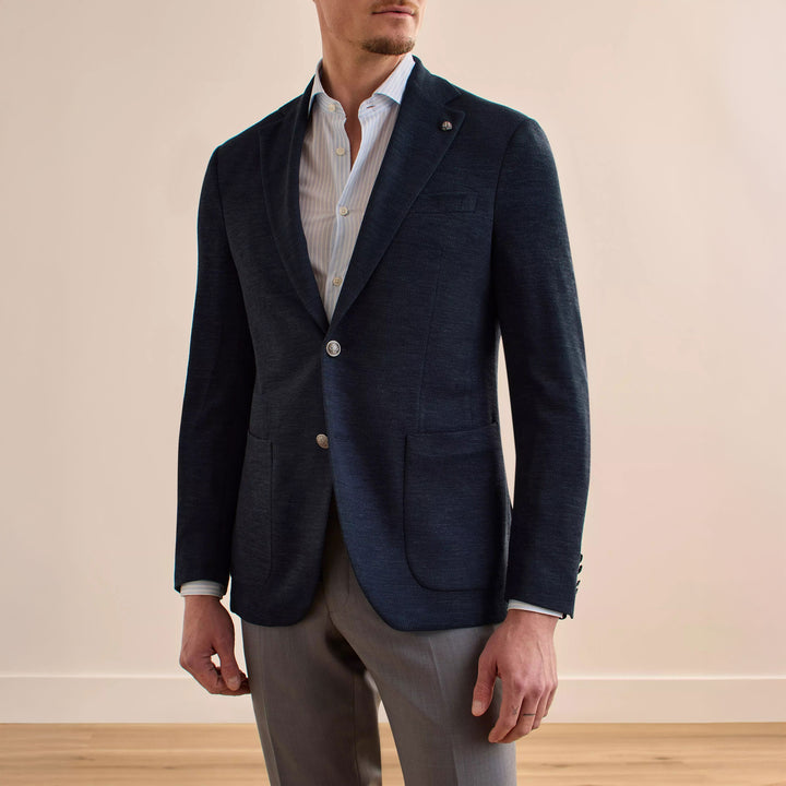 Navy Wool/Silk/Linen Hartford Contemporary Fit Comfortwear Sport Jacket - Jack Victor