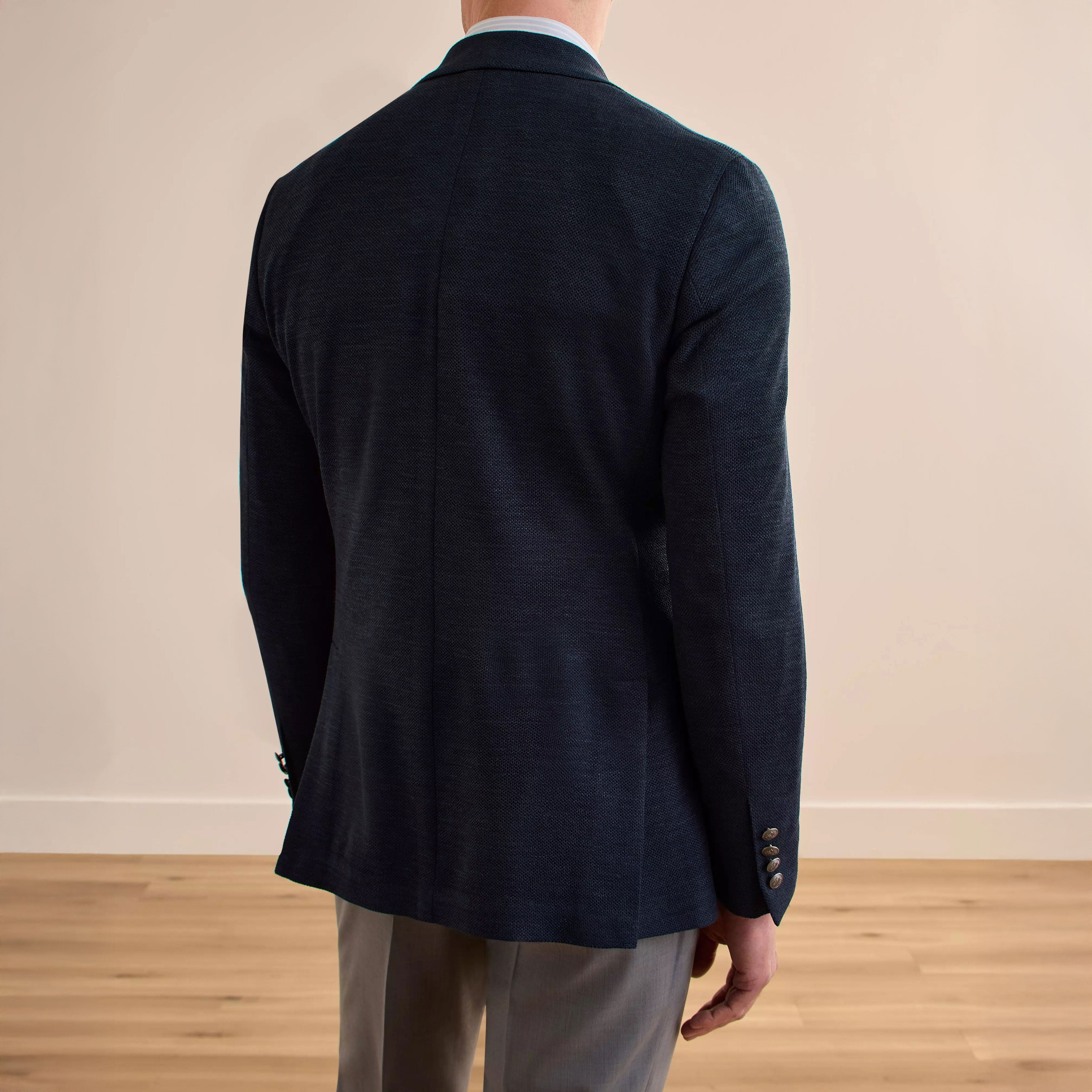 Navy Wool/Silk/Linen Hartford Contemporary Fit Comfortwear Sport Jacket - Jack Victor