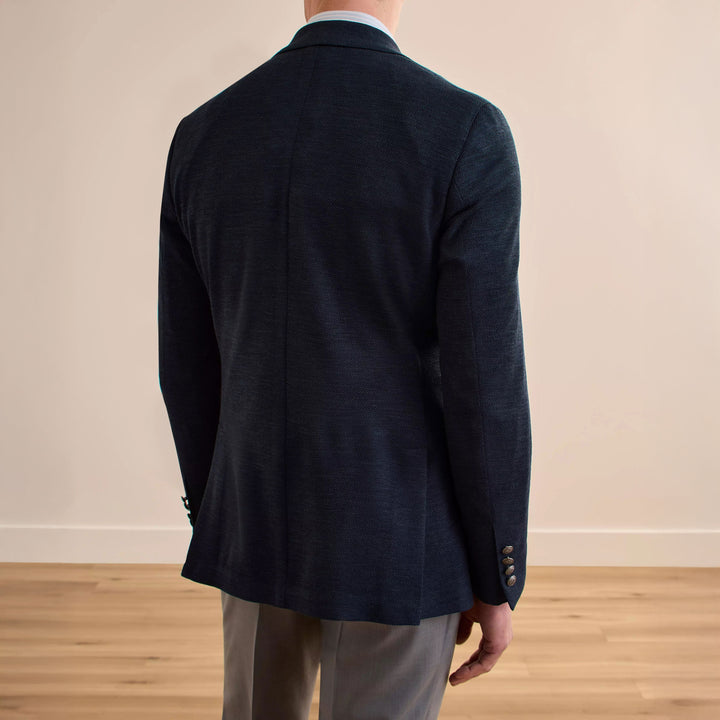 Navy Wool/Silk/Linen Hartford Contemporary Fit Comfortwear Sport Jacket - Jack Victor