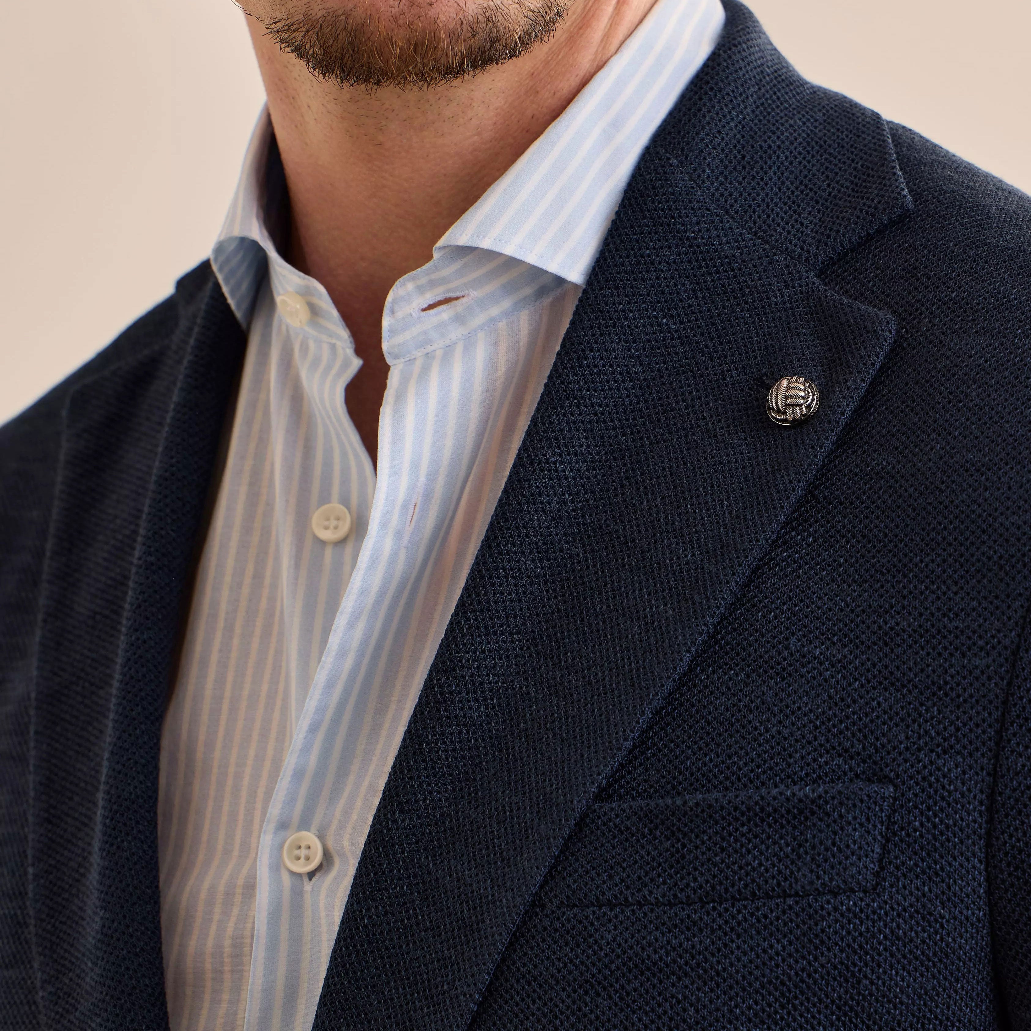 Navy Wool/Silk/Linen Hartford Contemporary Fit Comfortwear Sport Jacket - Jack Victor