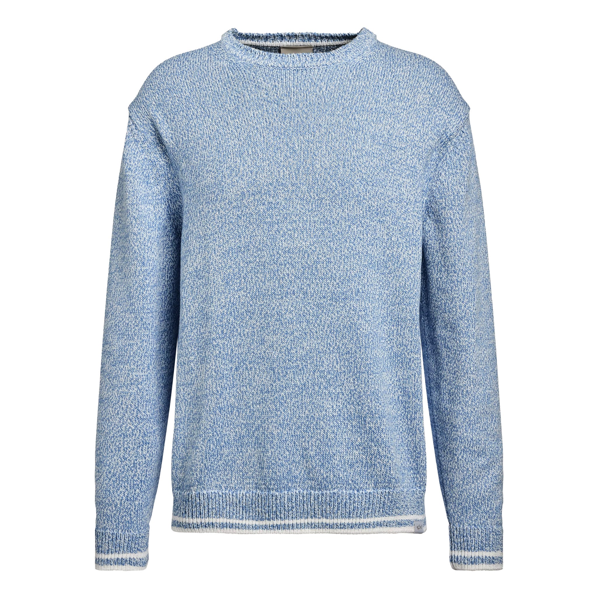 Light Blue Mélange Piuma Cotton Knit Crew Neck - Paul & Shark (RIVIERA) - Boutique Jacques International