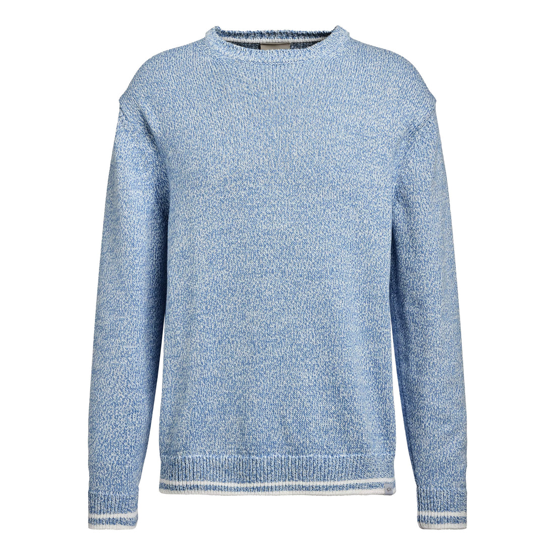 Light Blue Mélange Piuma Cotton Knit Crew Neck - Paul & Shark (RIVIERA) - Boutique Jacques International