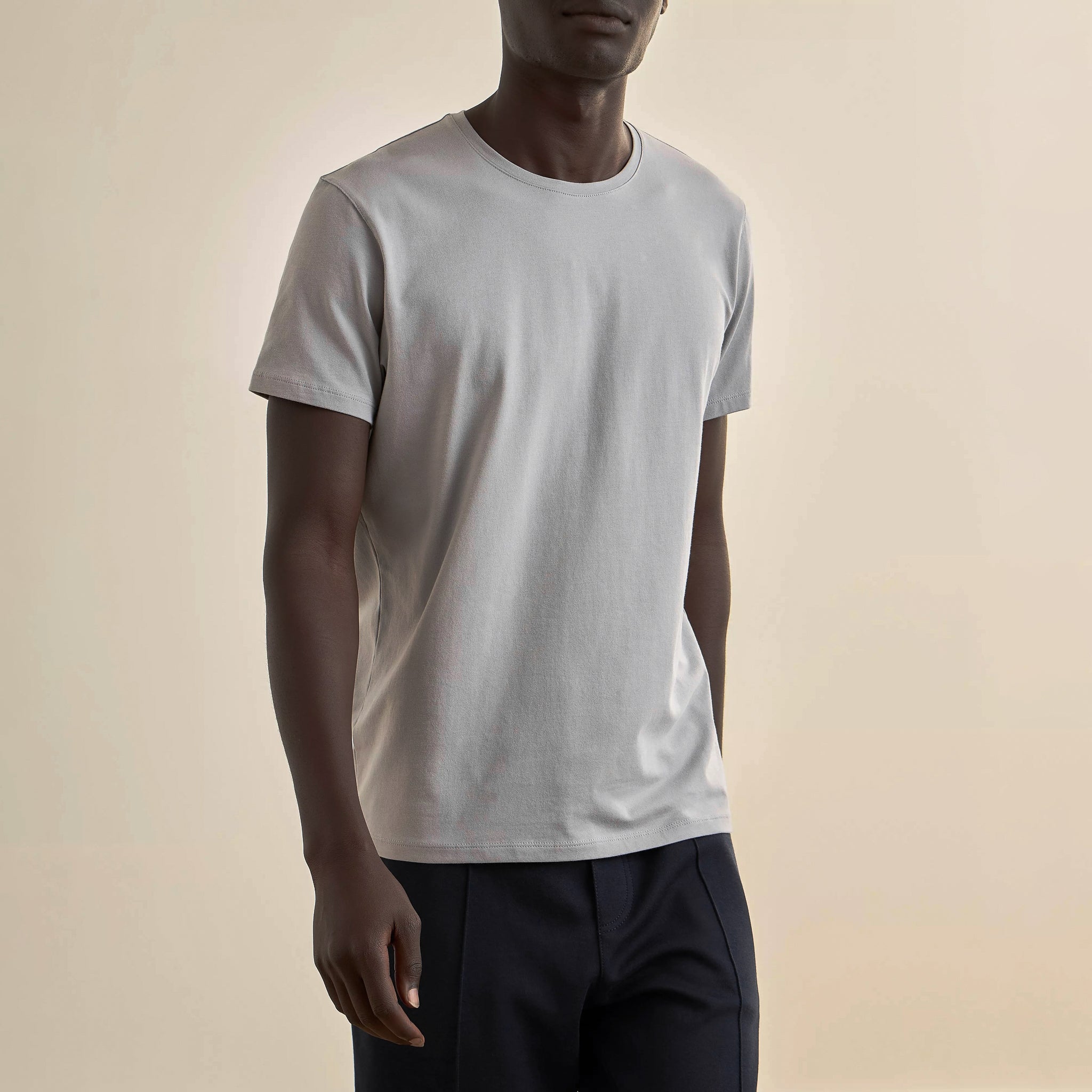 Sleet Gray Pima Cotton Stretch Iconic T-Shirt - Patrick Assaraf