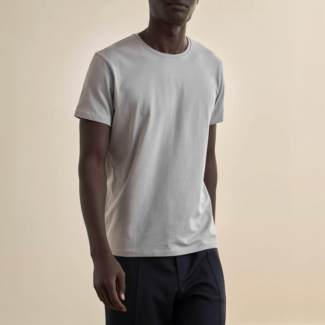 Sleet Gray Pima Cotton Stretch Iconic T-Shirt - Patrick Assaraf