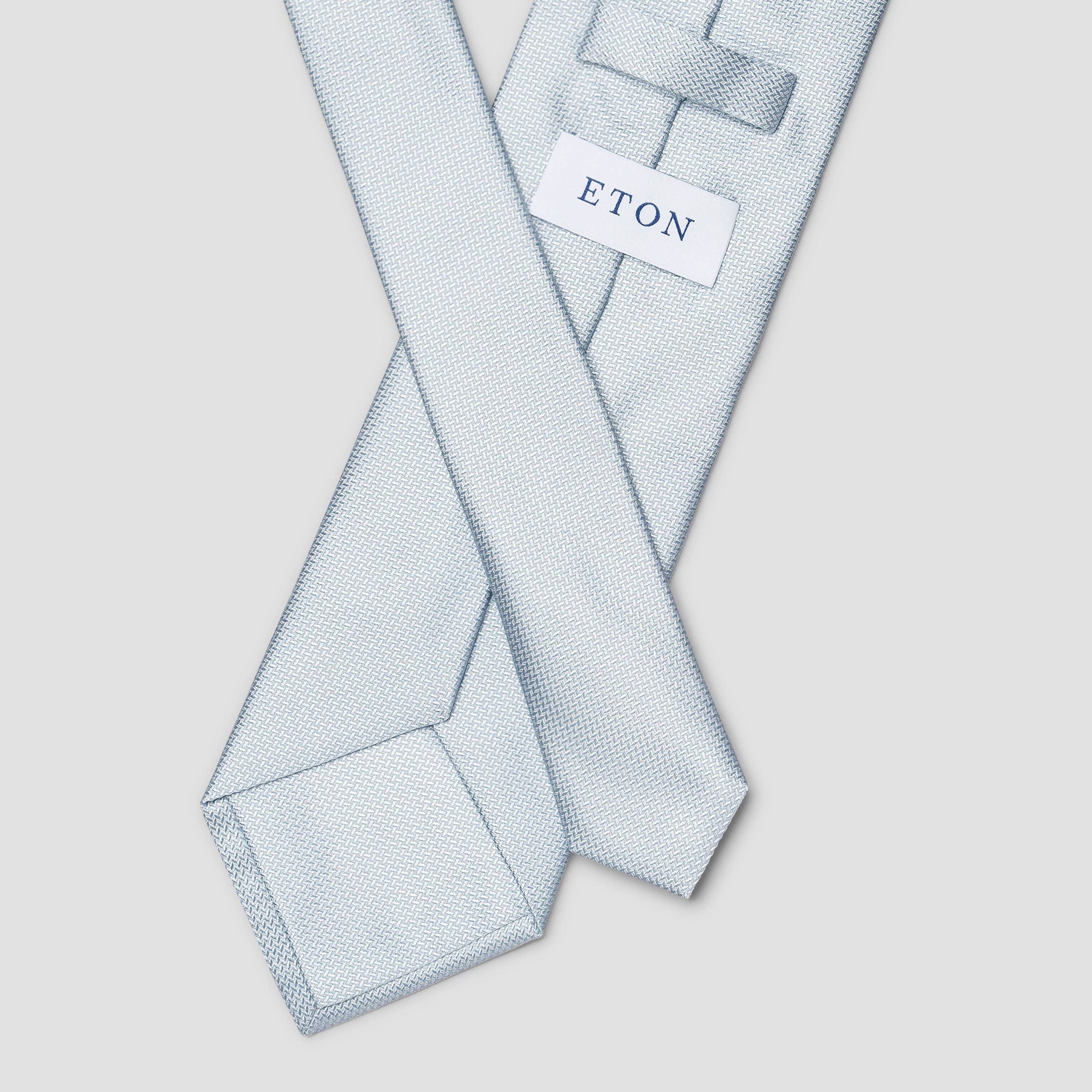 Light Blue Herringbone Woven Silk Tie - ETON - Boutique Jacques International