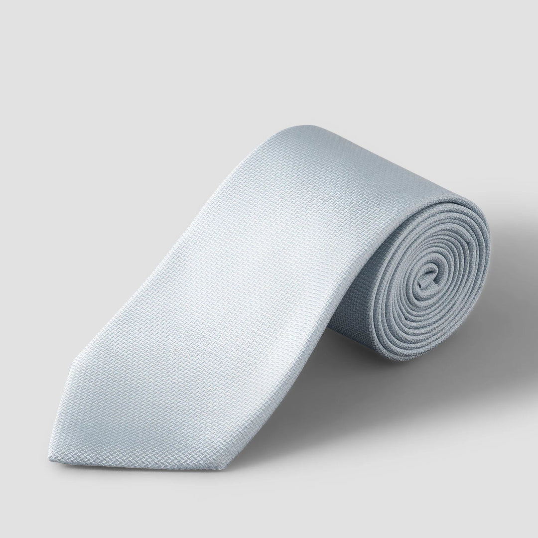 Light Blue Herringbone Woven Silk Tie - ETON