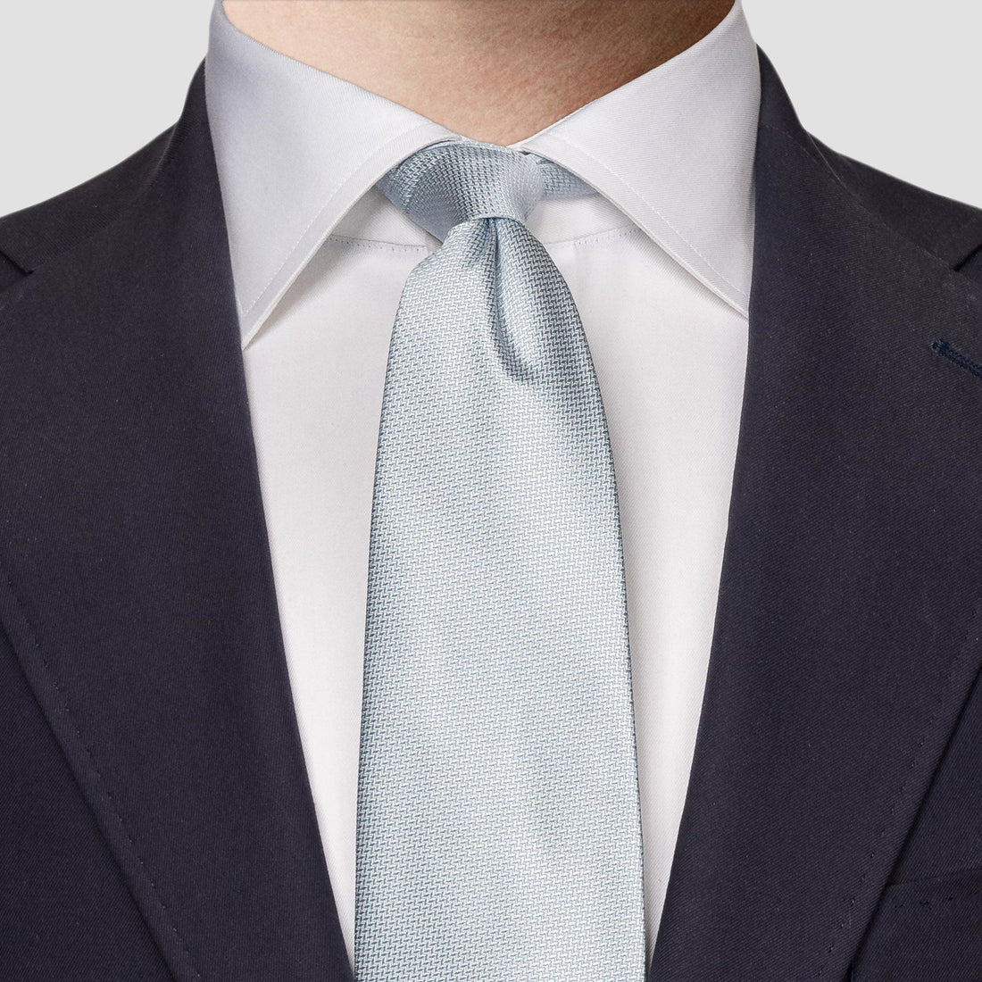 Light Blue Herringbone Woven Silk Tie - ETON - Boutique Jacques International