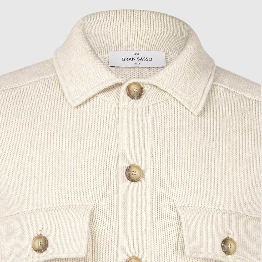 Cream Super Geelong Wool Knit Cardigan Overshirt - GRAN SASSO