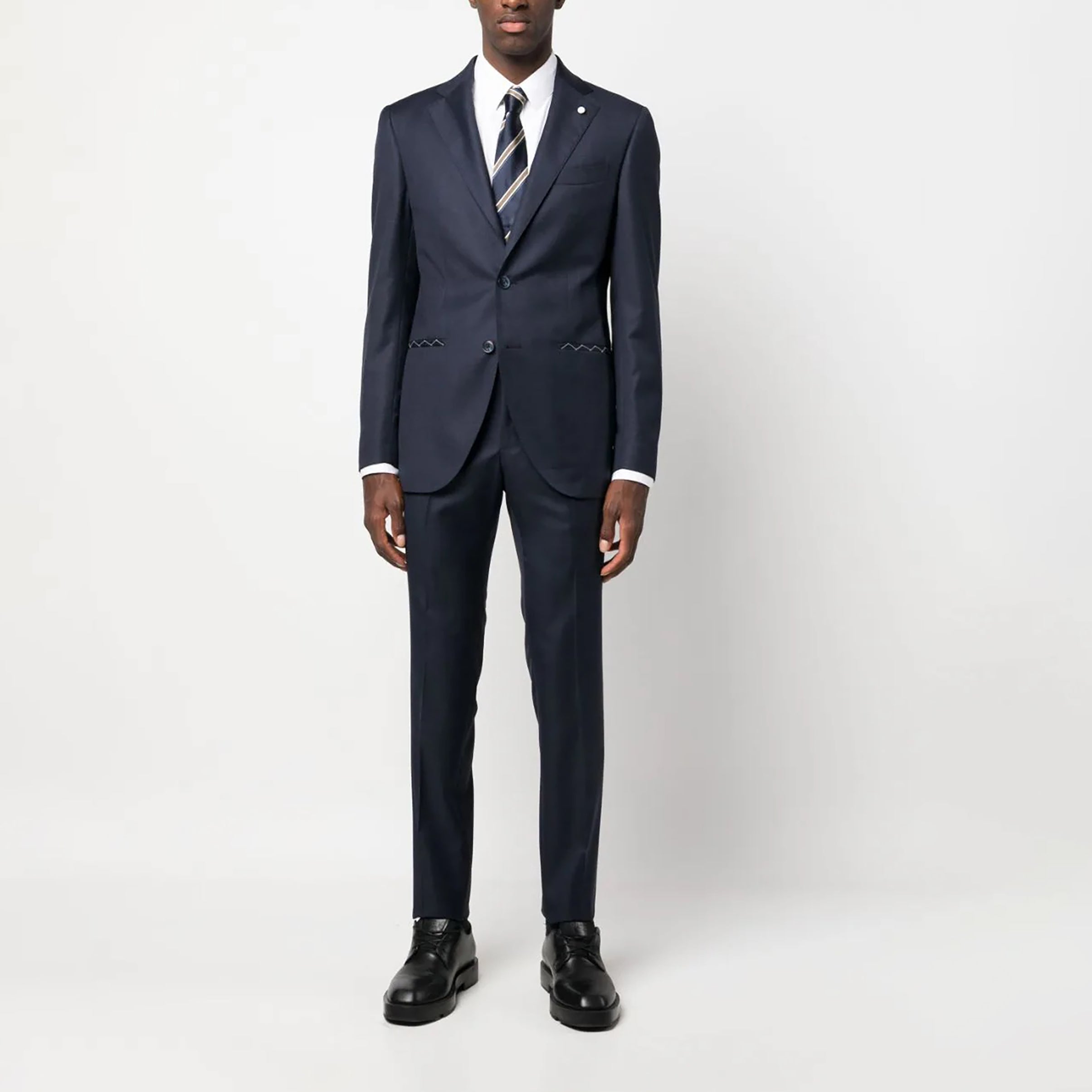 Blue Neat Mantua Contemporary Fit Suit - Luigi Bianchi - Boutique Jacques International
