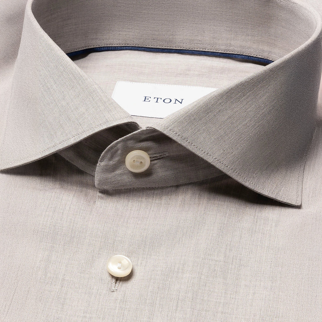 Beige Solid Fine Twill Slim Fit Shirt - ETON