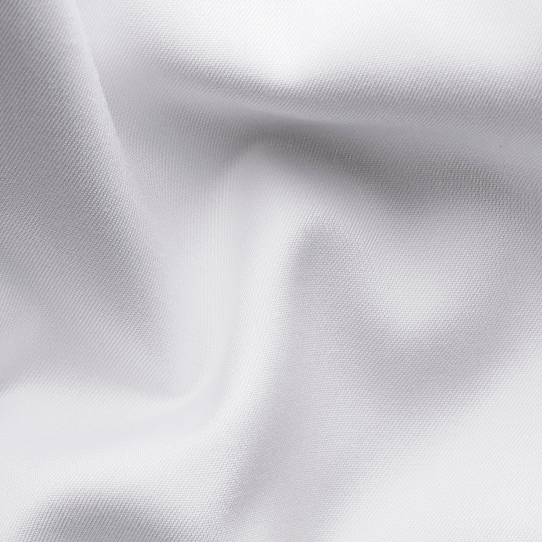 White Solid Signature Twill Slim Fit Shirt w/ Brown Buttons - ETON