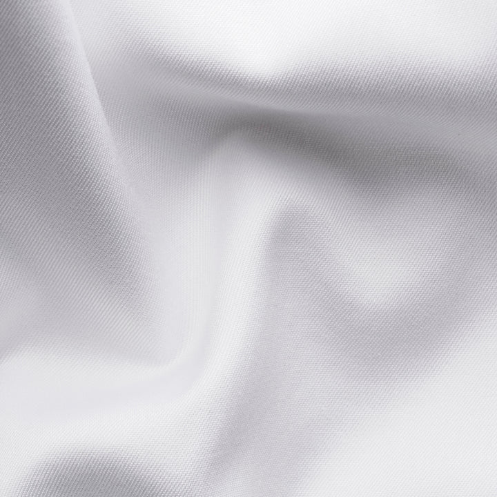 White Solid Signature Twill Slim Fit Shirt w/ Brown Buttons - ETON