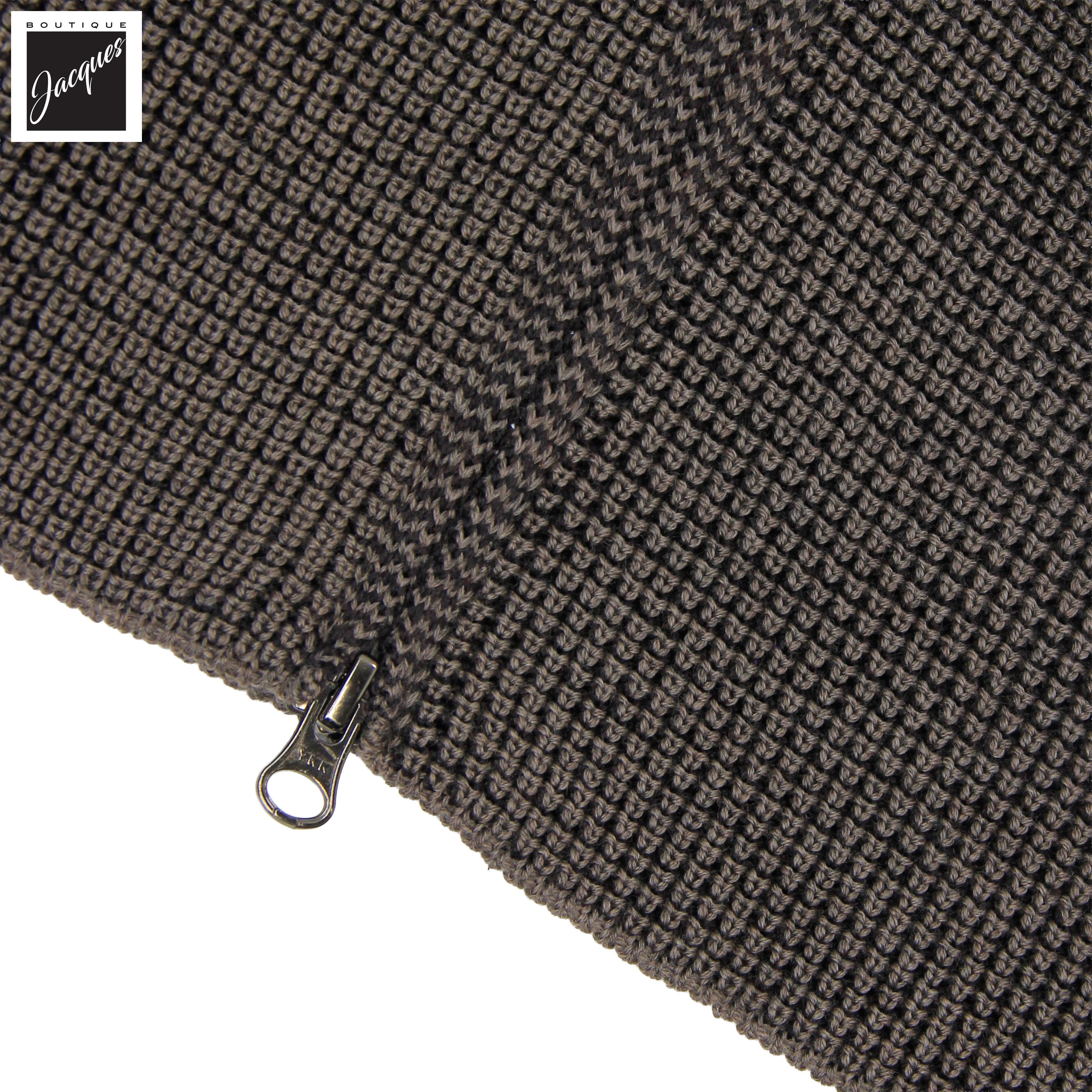 Taupe Merino Wool Double Royal Stitch Full-Zip Sweater - Phil Petter