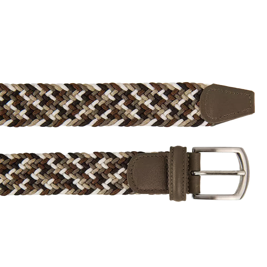 Brown & Beige Multicolour Woven Elastic Belt - Anderson's
