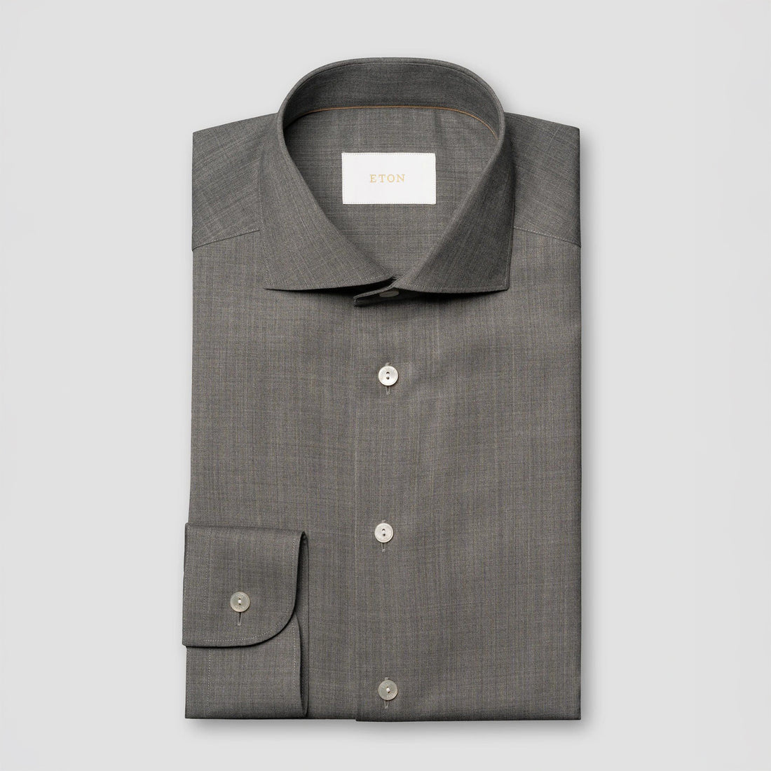 Gray Solid Merino Wool Slim Fit Shirt - ETON