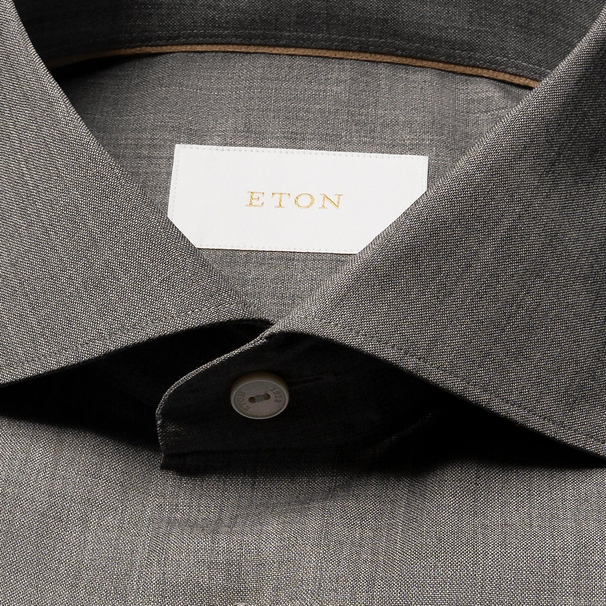 Gray Solid Merino Wool Slim Fit Shirt - ETON