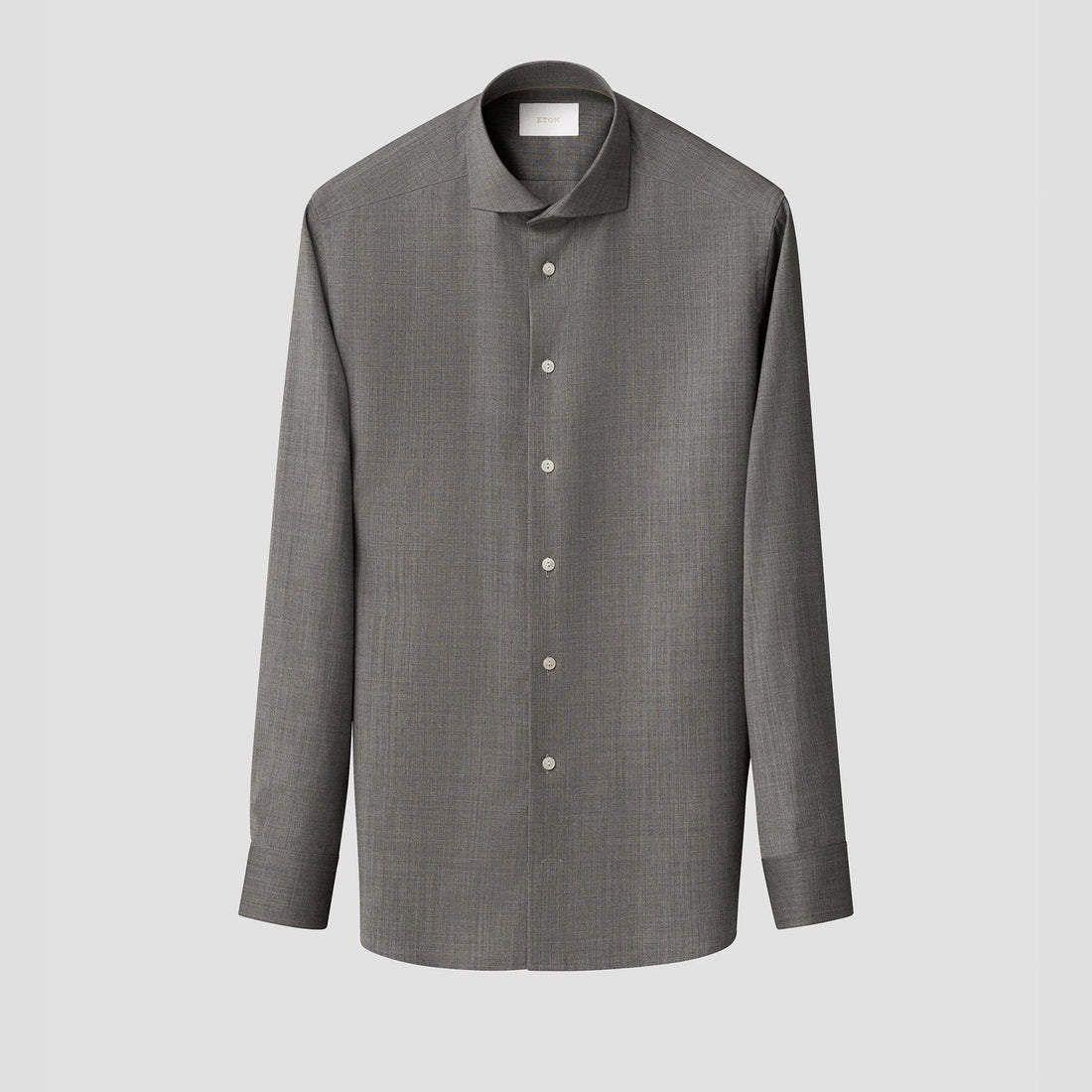 Gray Solid Merino Wool Slim Fit Shirt - ETON