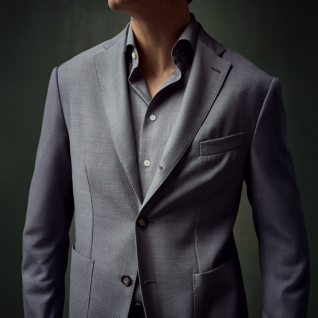 Gray Solid Merino Wool Slim Fit Shirt - ETON