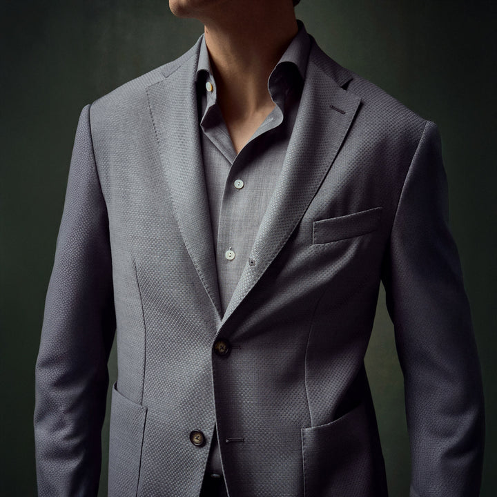 Gray Solid Merino Wool Slim Fit Shirt - ETON