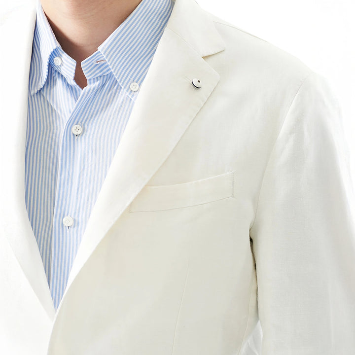White Cotton L.B.M 1911 Sport Coat - Boutique Jacques International
