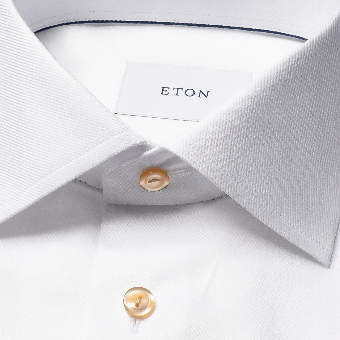 White Semi-Solid Textured Twill Contemporary Fit Shirt - ETON