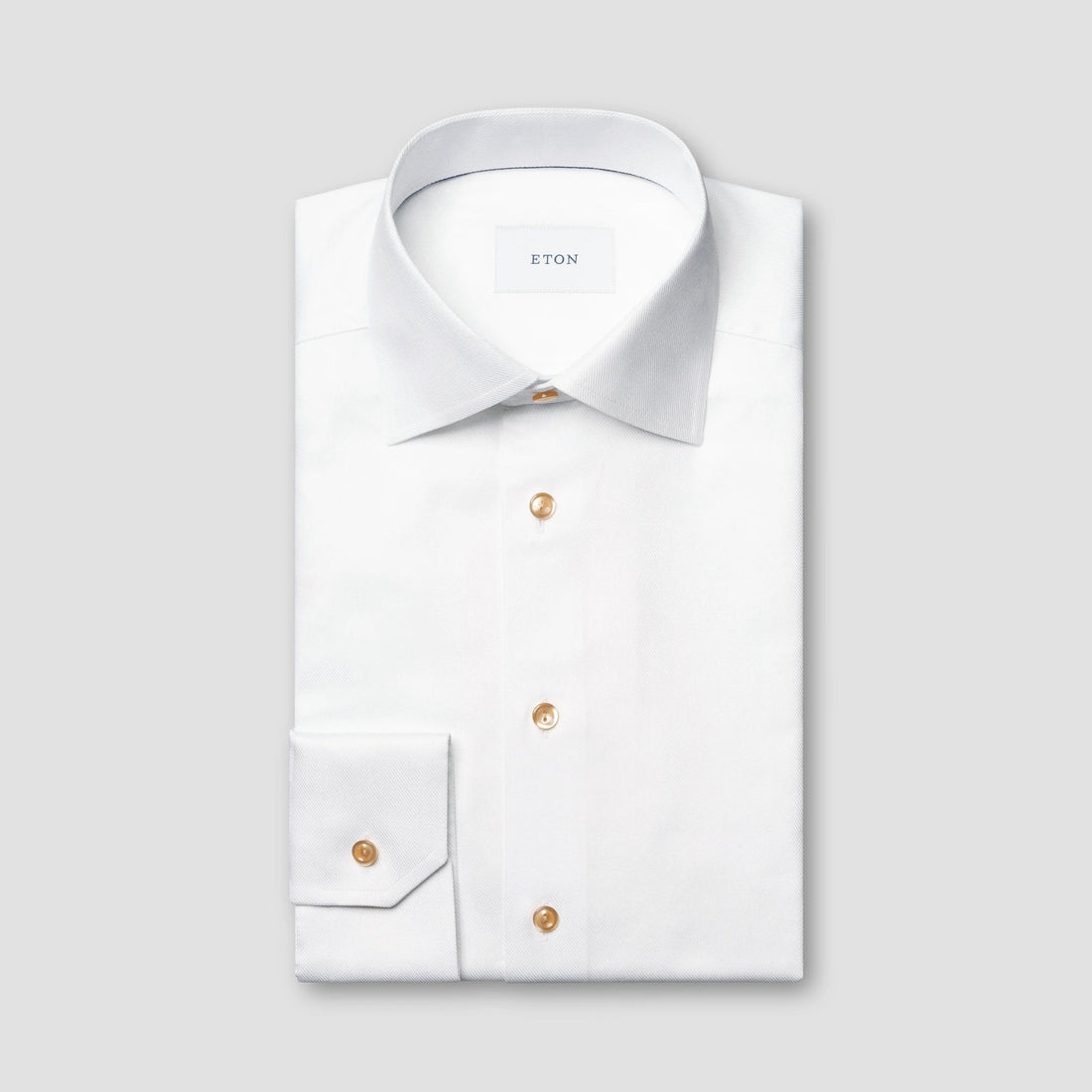 White Semi-Solid Textured Twill Contemporary Fit Shirt - ETON