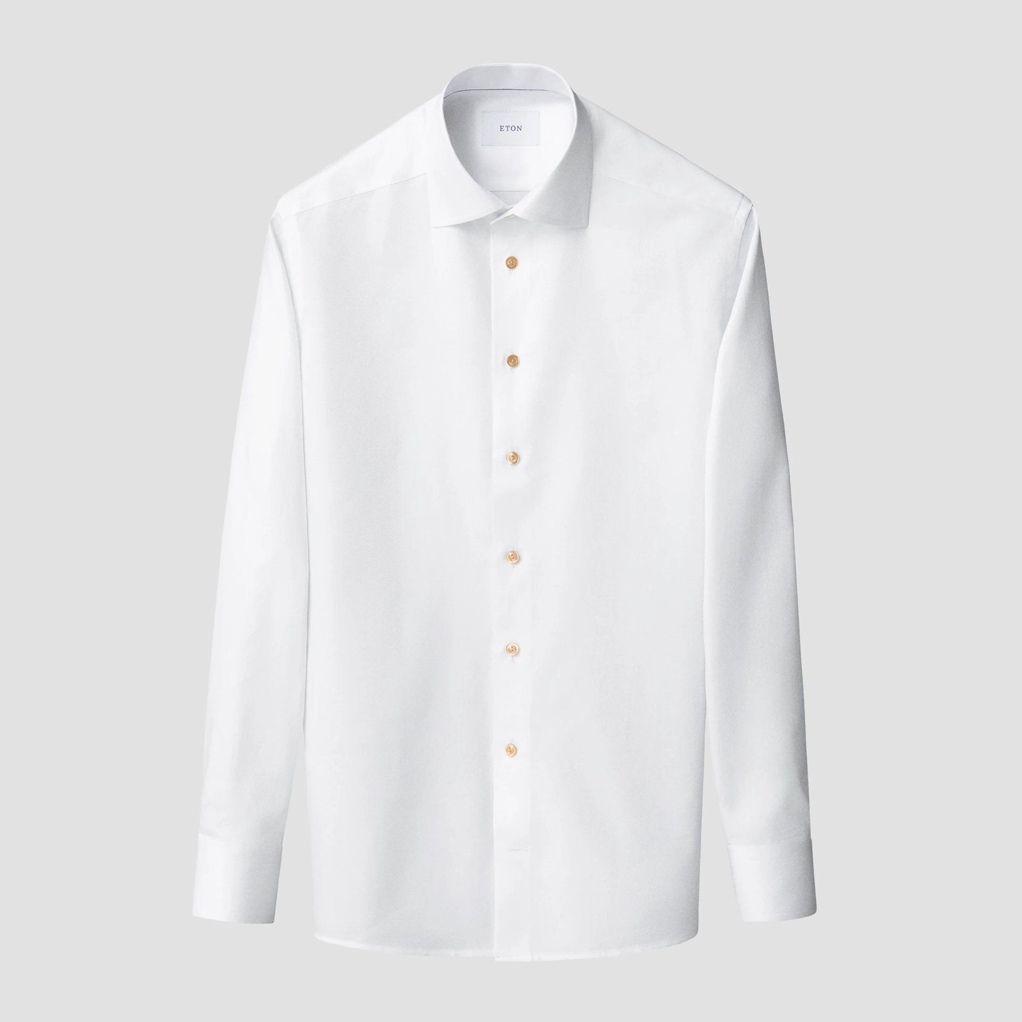 White Semi-Solid Textured Twill Contemporary Fit Shirt - ETON