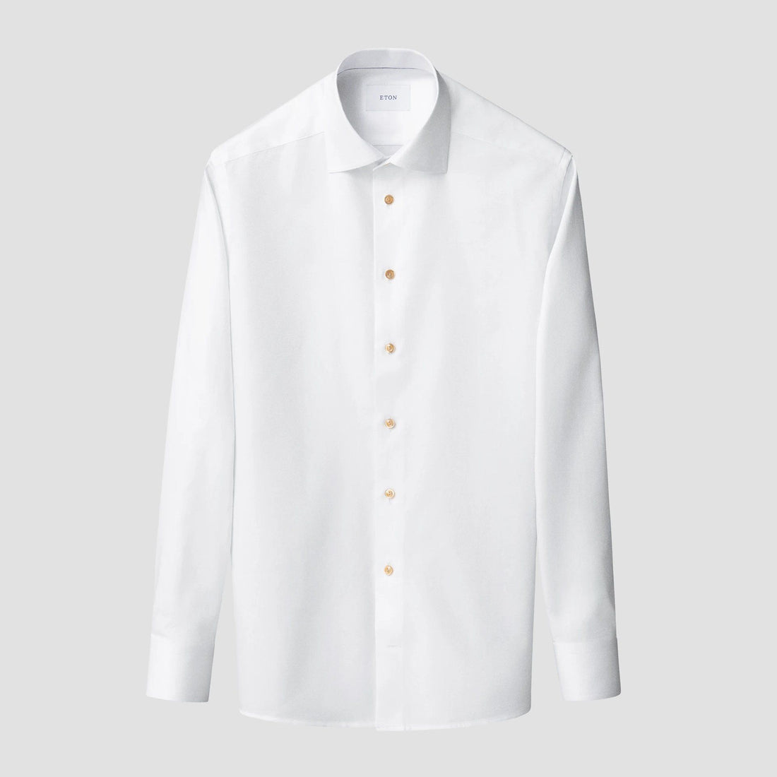White Semi-Solid Textured Twill Contemporary Fit Shirt - ETON