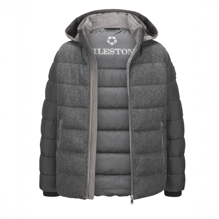 Gray Wool Hybrid Quilted Winter Coat - Milestone