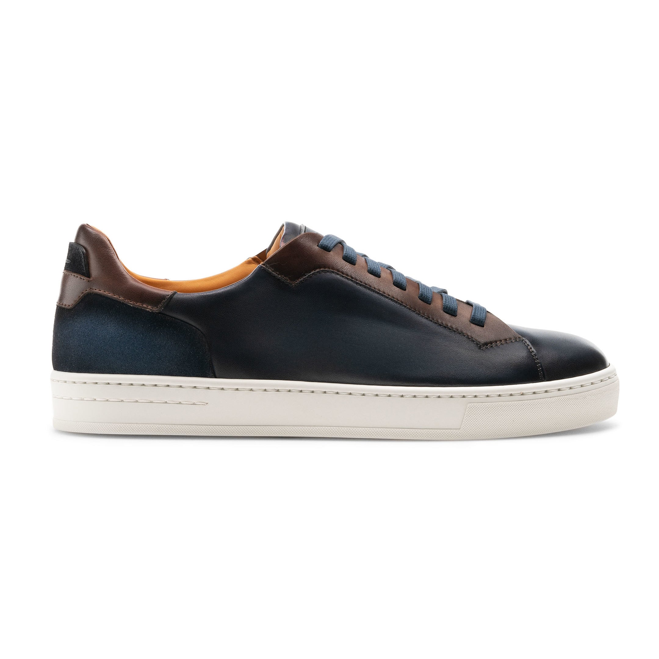 Navy & Brown Amadeo Lace-Up Sneakers - Magnanni