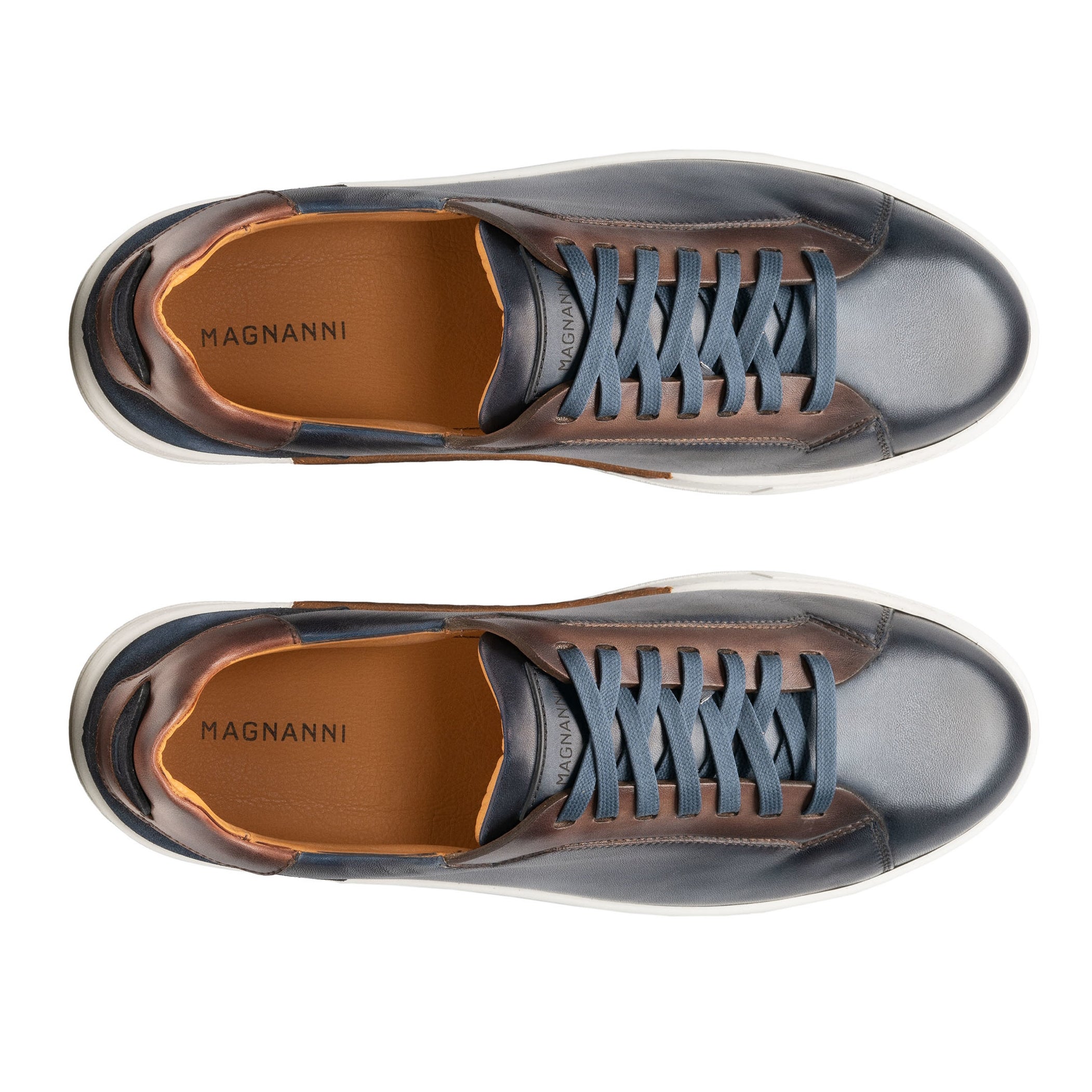 Navy & Brown Amadeo Lace-Up Sneakers - Magnanni