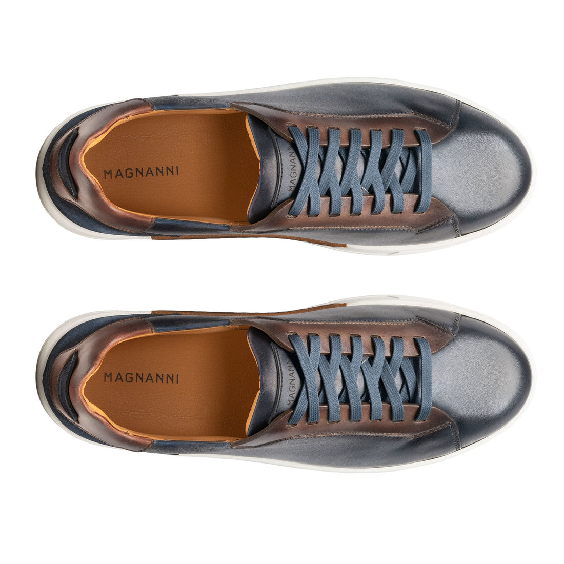Navy & Brown Amadeo Lace-Up Sneakers - Magnanni